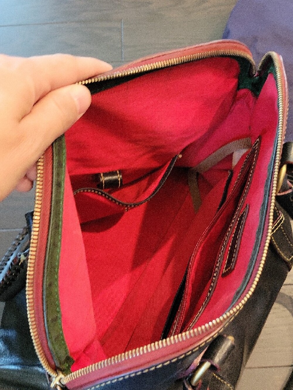 Dooney & Bourke Navy Leather Florentine Shoulder Bag - Picture 5 of 9